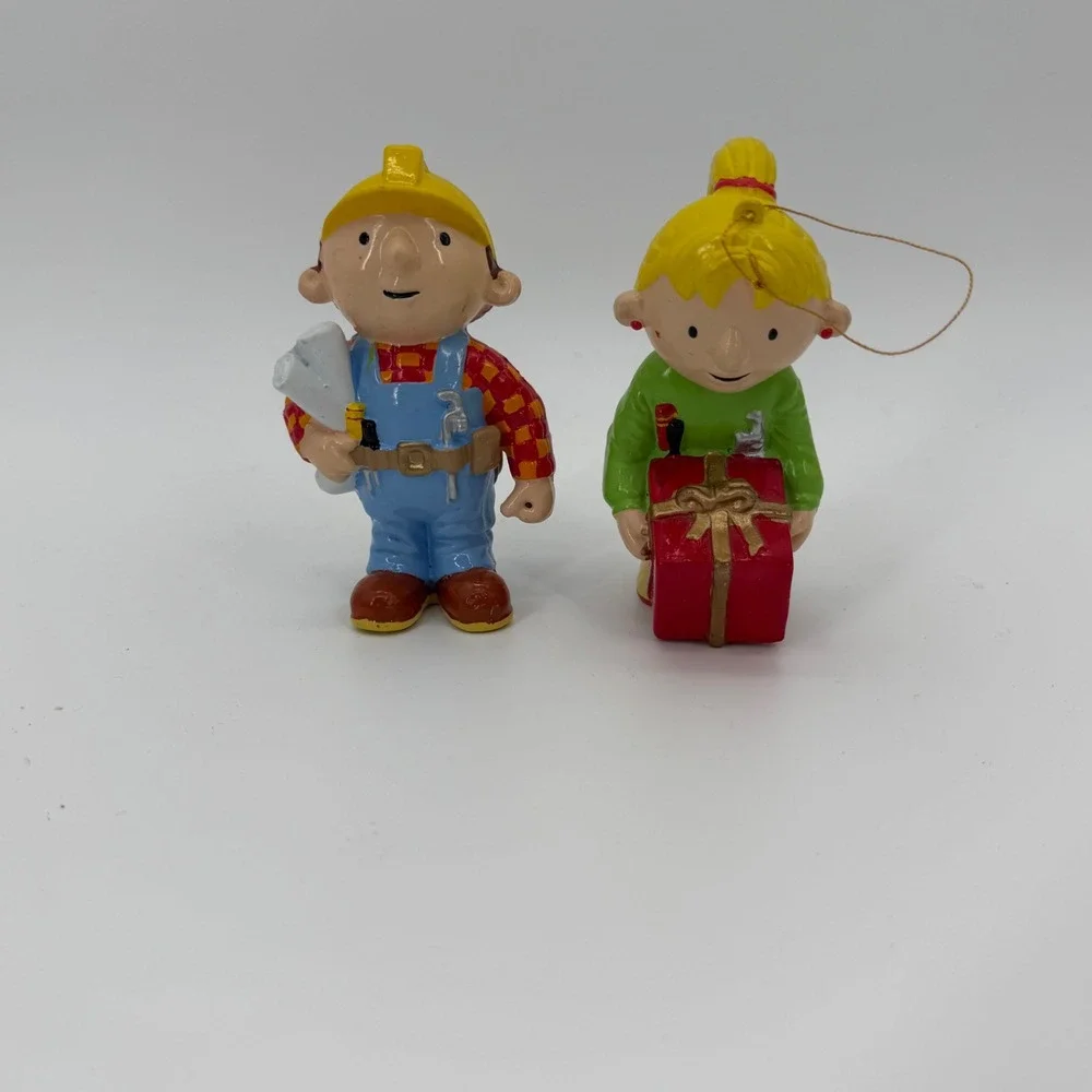 Vintage Bob the Builder & Wendy Christmas Ornaments 2002 Set of 2